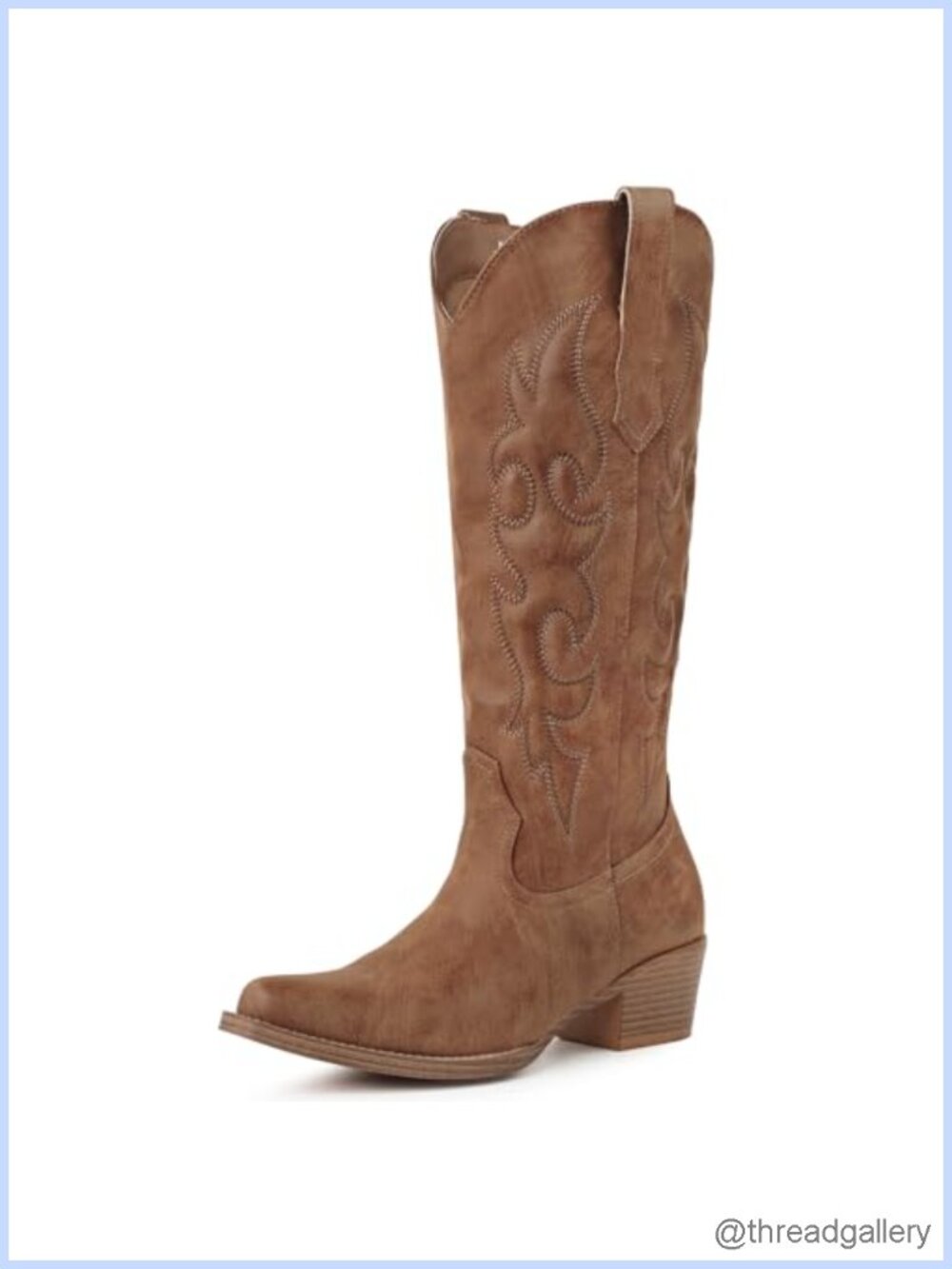 Knee High Cowboy Boots Pointed Toe Western Cowgirl Boots Faux Leather